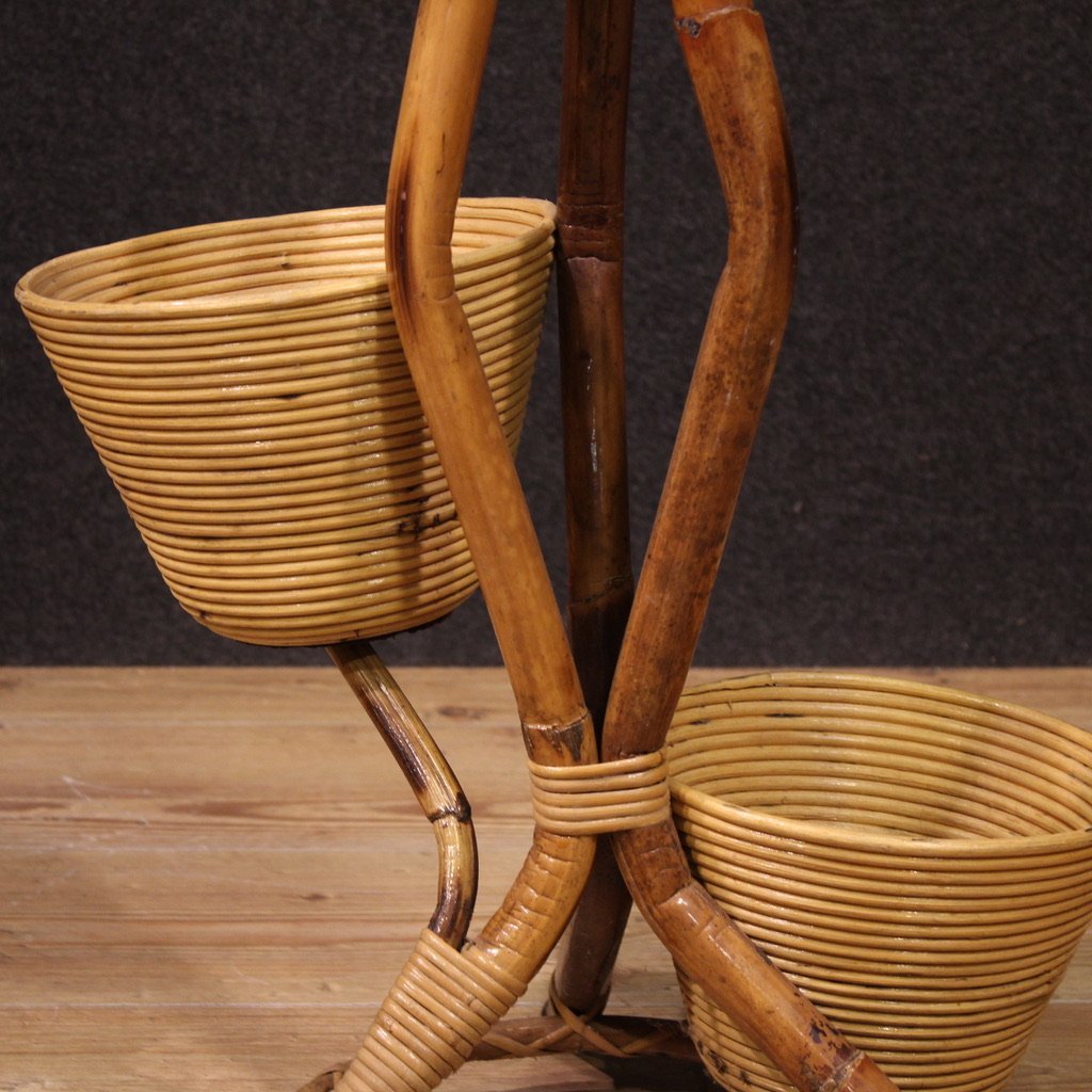 Portavasi italiano di design in bambù anni 60-photo-4