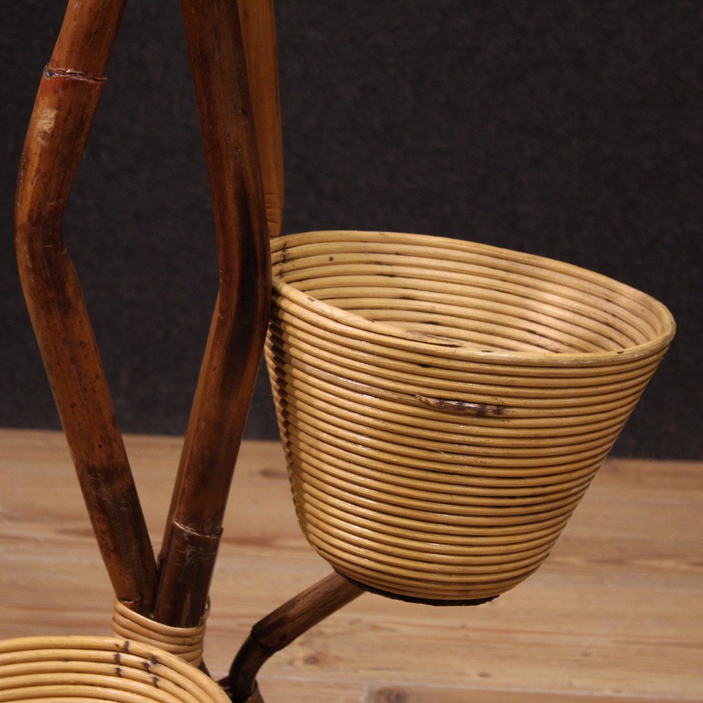 Portavasi italiano di design in bambù anni 60-photo-2