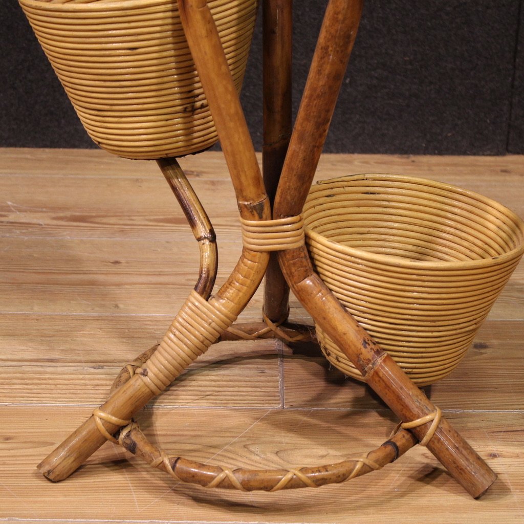 Portavasi italiano di design in bambù anni 60-photo-6