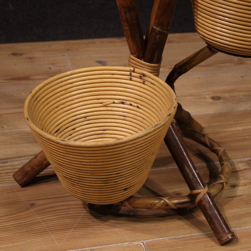 Portavasi italiano di design in bambù anni 60-photo-7