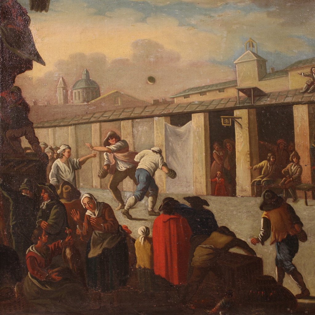 Dipinto italiano del XVIII secolo, scena di genere-photo-3