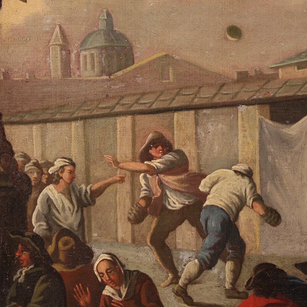 Dipinto italiano del XVIII secolo, scena di genere-photo-2