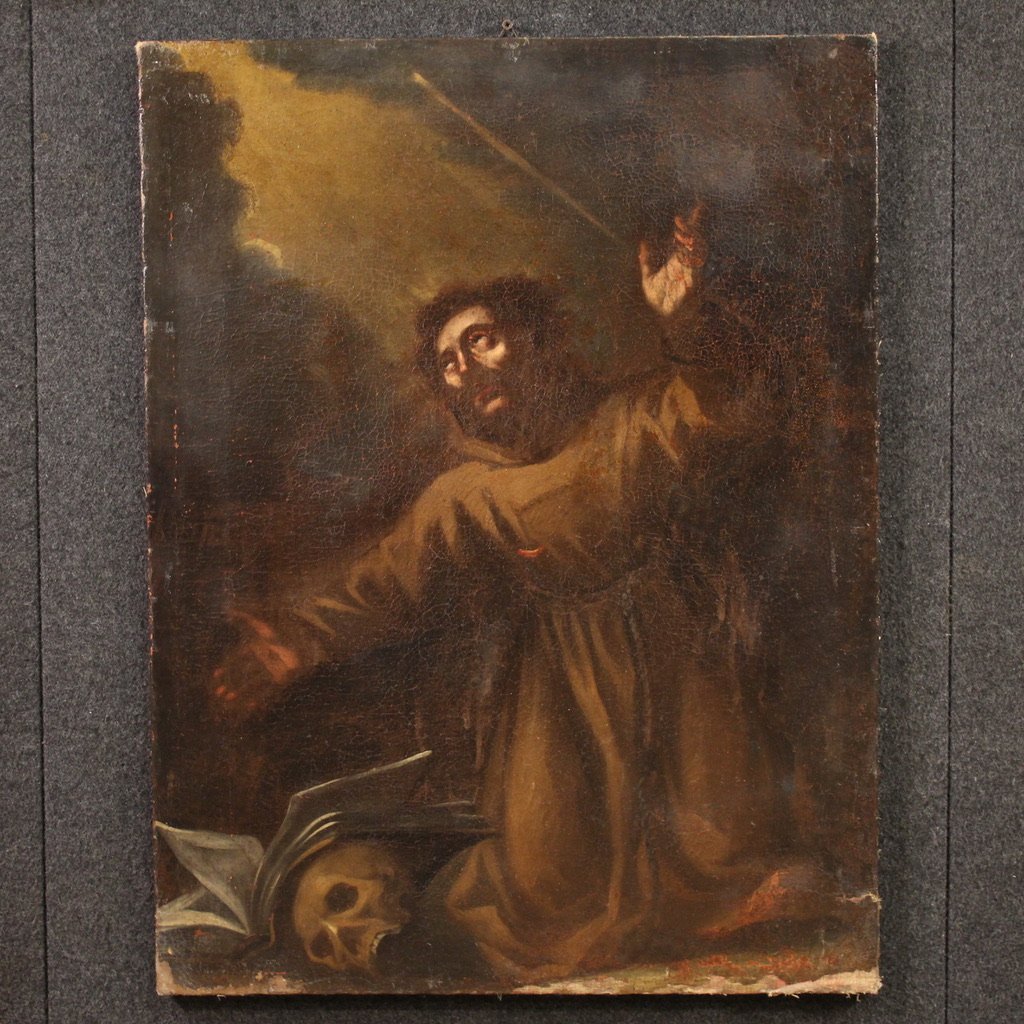 Dipinto religioso del XVII secolo, San Francesco d'Assisi-photo-2