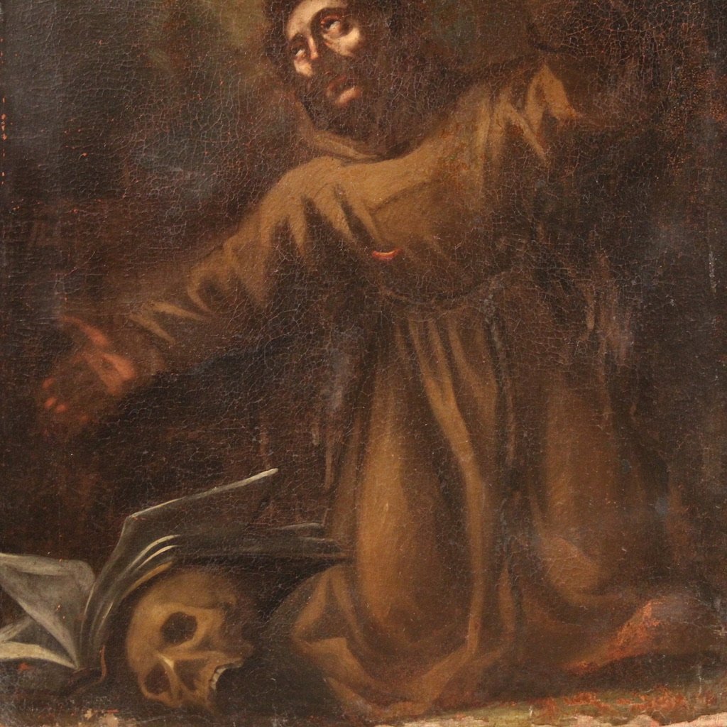 Dipinto religioso del XVII secolo, San Francesco d'Assisi-photo-4