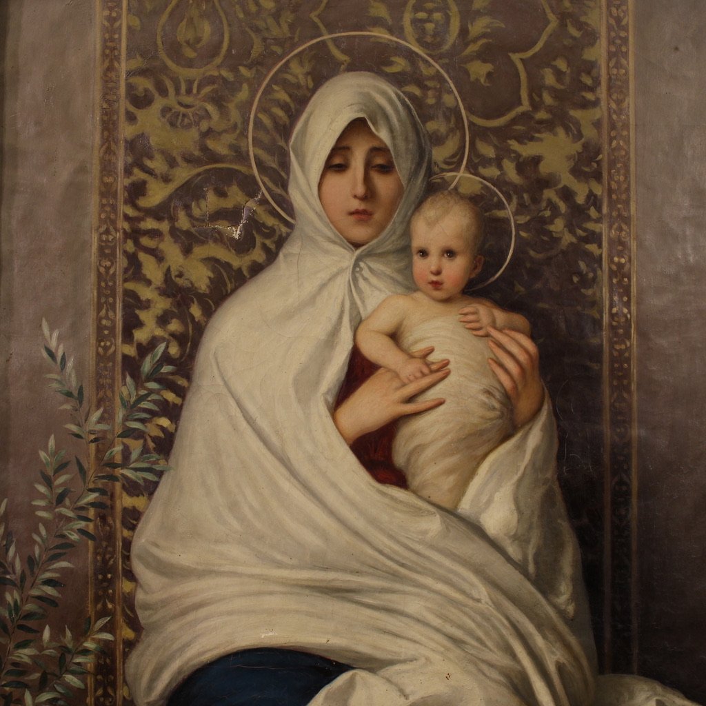 Grande dipinto italiano del XIX secolo, Madonna dell'Olivo-photo-2