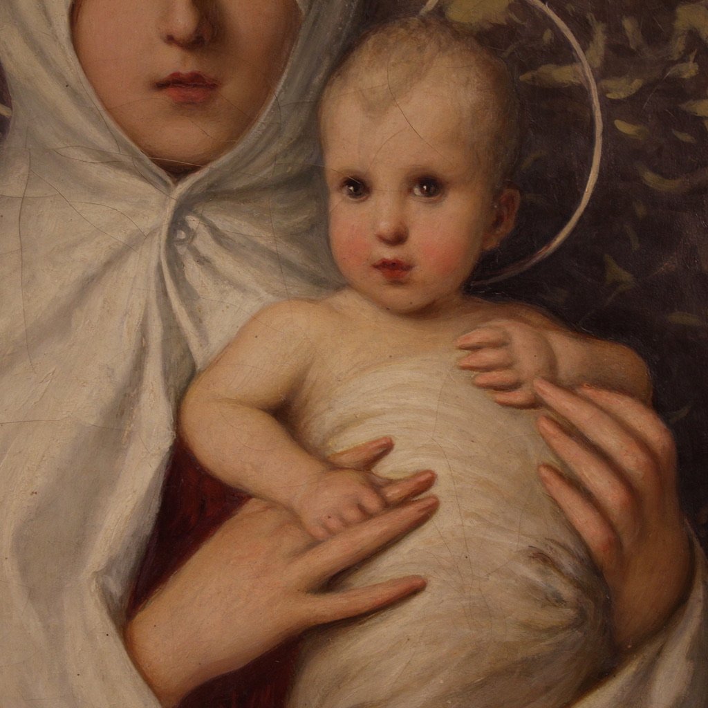 Grande dipinto italiano del XIX secolo, Madonna dell'Olivo-photo-7