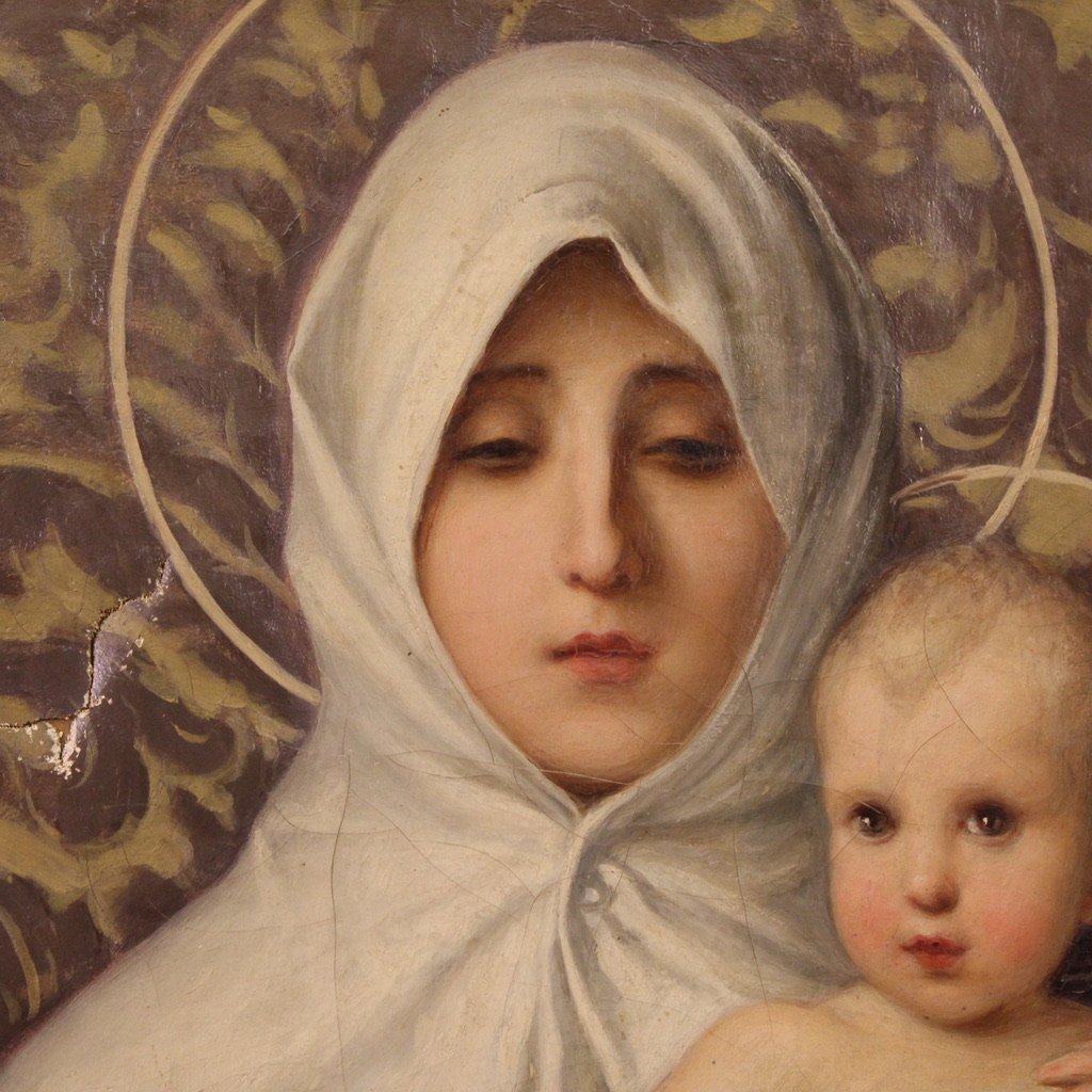 Grande dipinto italiano del XIX secolo, Madonna dell'Olivo-photo-8