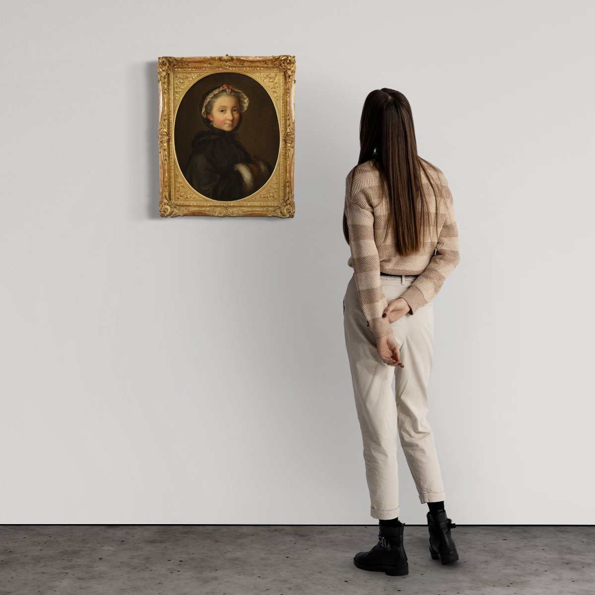 Quadro italiano del XVIII secolo, ritratto di giovane dama-photo-2