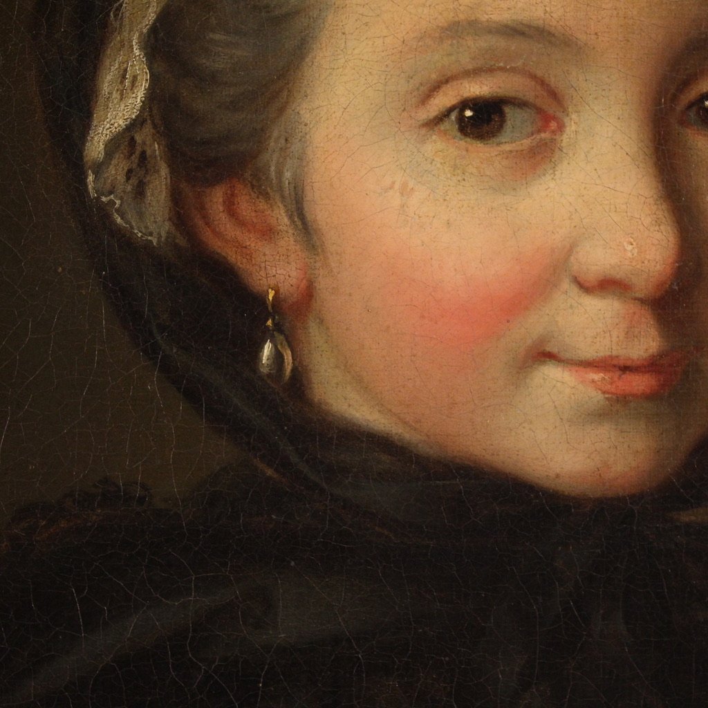 Quadro italiano del XVIII secolo, ritratto di giovane dama-photo-3