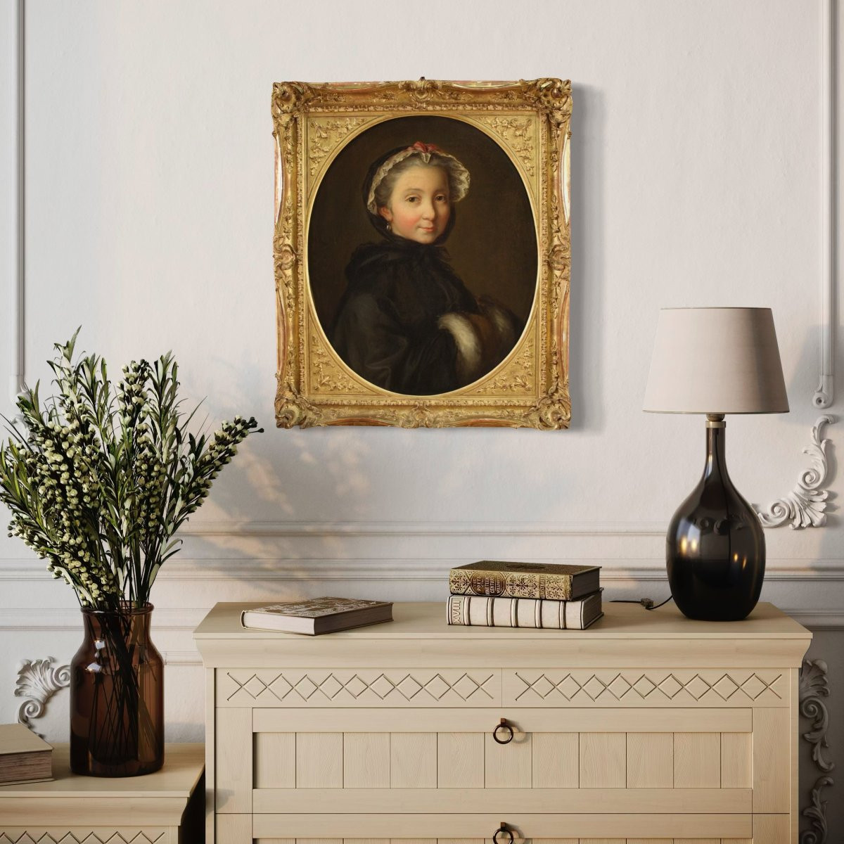 Quadro italiano del XVIII secolo, ritratto di giovane dama-photo-5