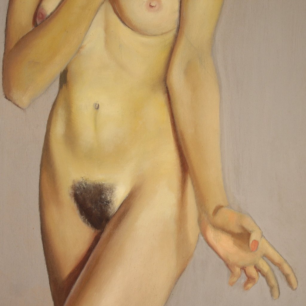 Dipinto italiano nudo firmato Mario Vellani Marchi datato 1969-photo-6