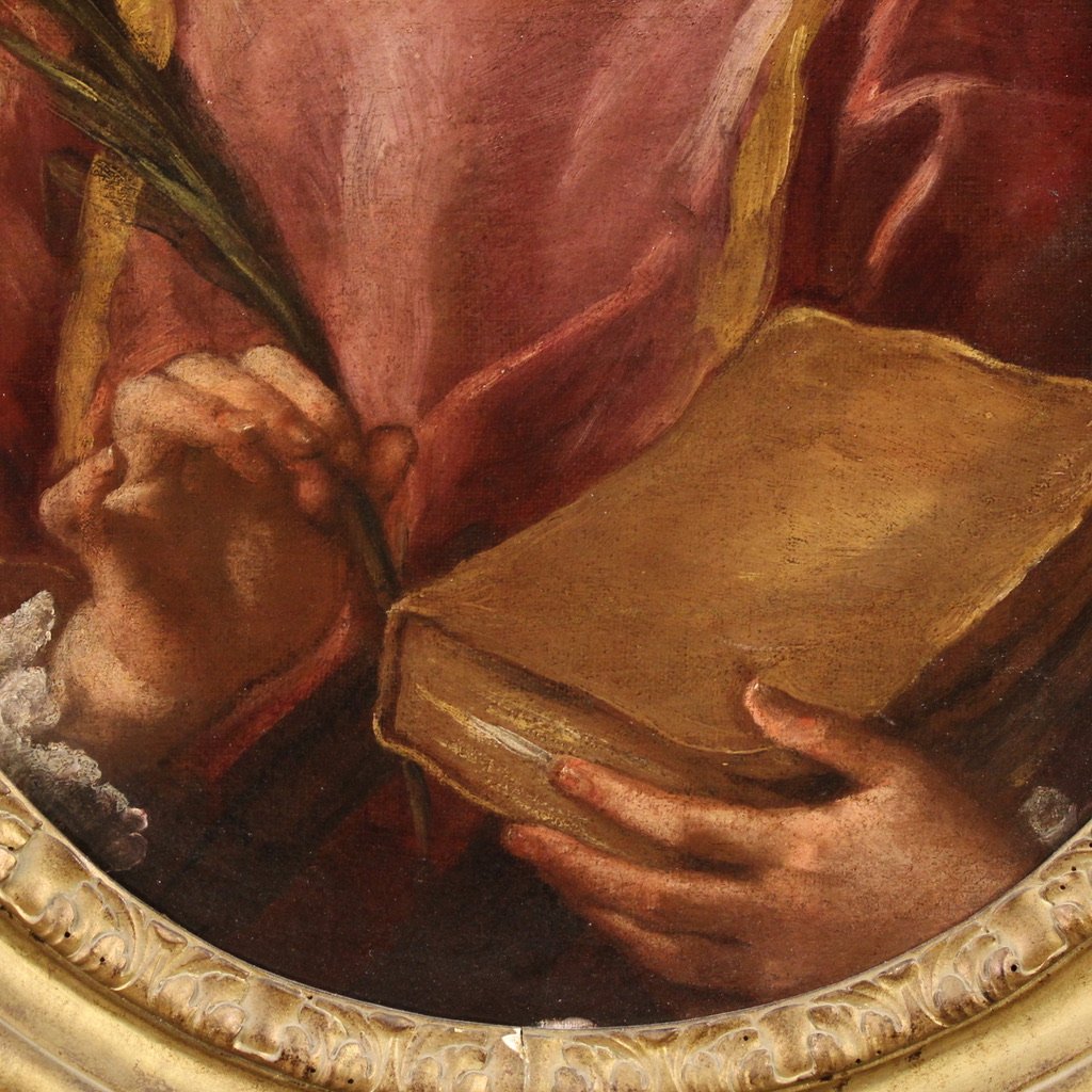 Grande dipinto ovale italiano del XVII secolo, San Lorenzo-photo-4