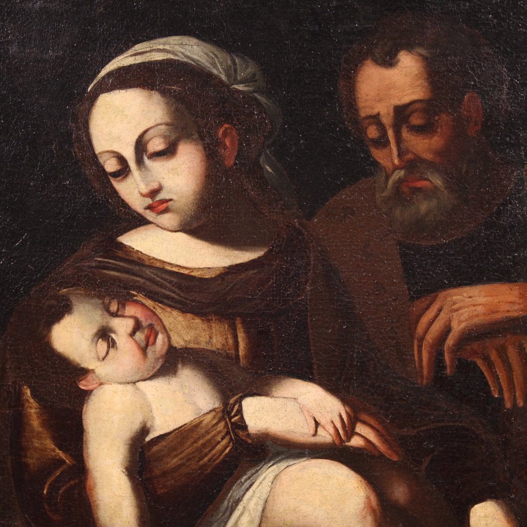 Antico quadro italiano del XVII secolo, Sacra Famiglia-photo-3
