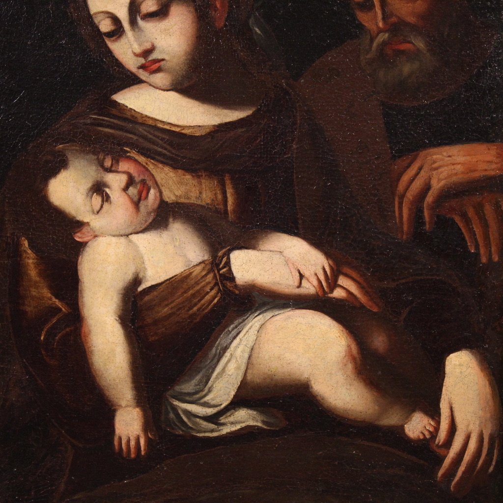 Antico quadro italiano del XVII secolo, Sacra Famiglia-photo-4