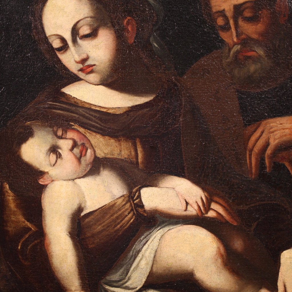 Antico quadro italiano del XVII secolo, Sacra Famiglia-photo-4