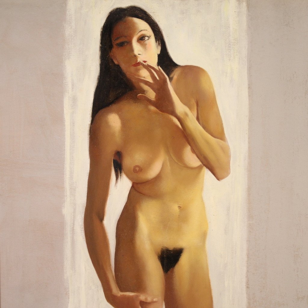 Dipinto italiano nudo femminile firmato Vellani Marchi-photo-3