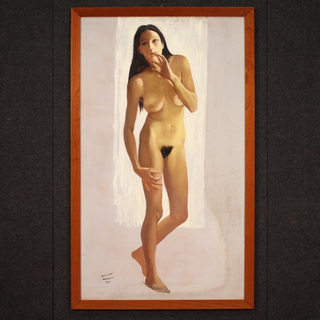 Dipinto italiano nudo femminile firmato Vellani Marchi