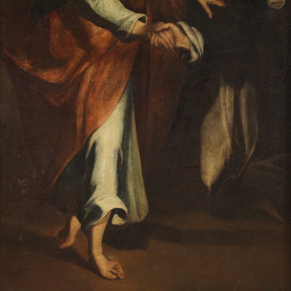 Grande quadro religioso del XVII secolo, Cristo appare a Santa Caterina da Siena-photo-4