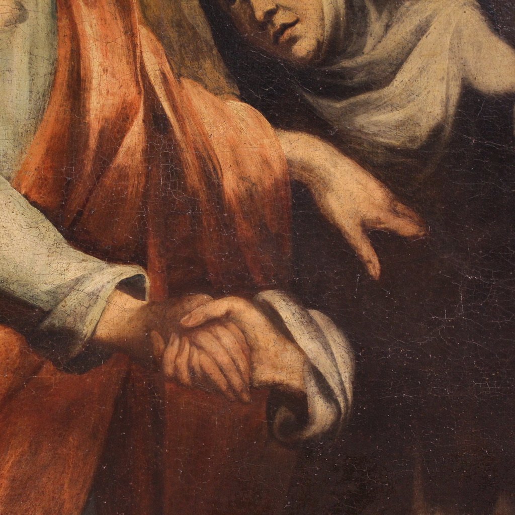 Grande quadro religioso del XVII secolo, Cristo appare a Santa Caterina da Siena-photo-4