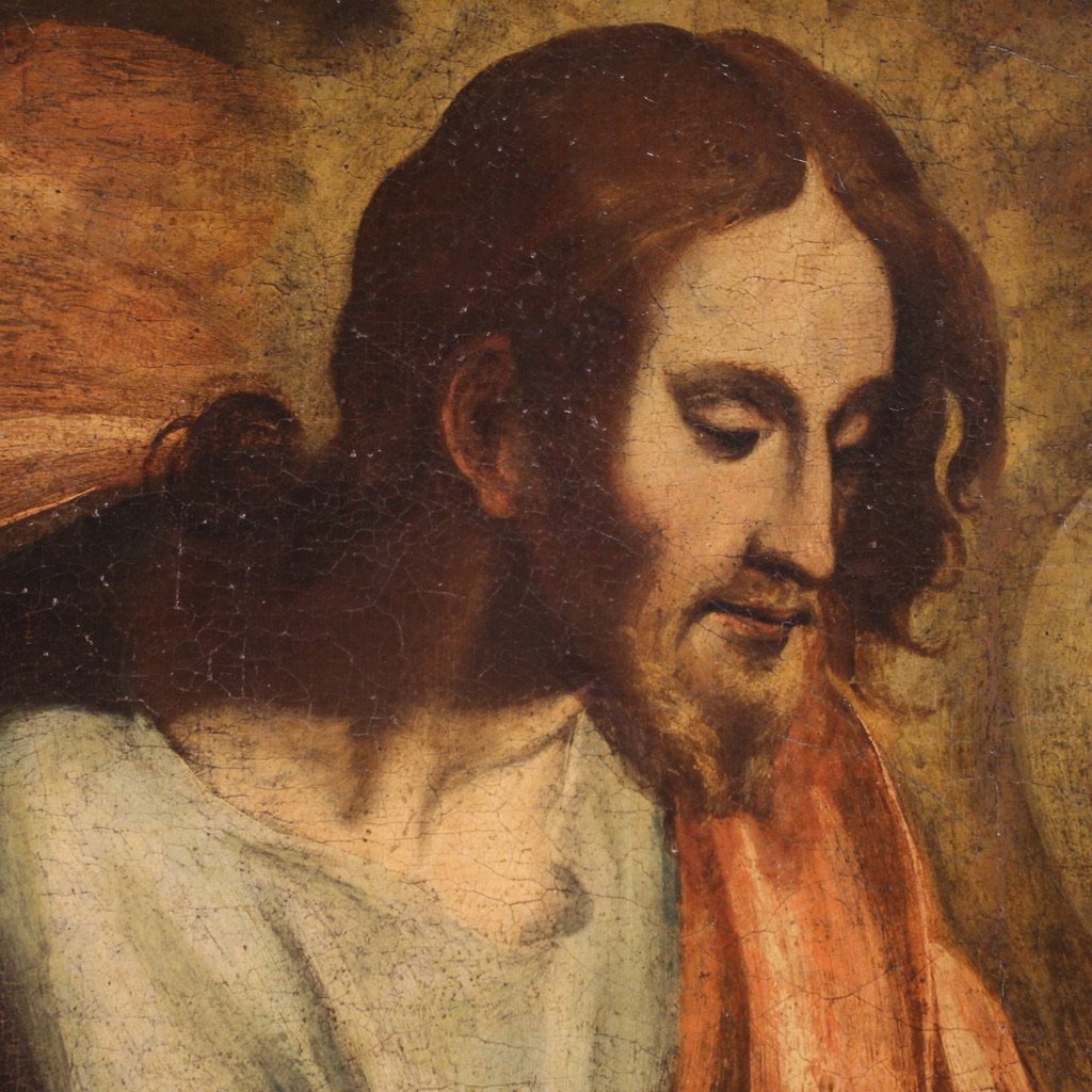 Grande quadro religioso del XVII secolo, Cristo appare a Santa Caterina da Siena-photo-7