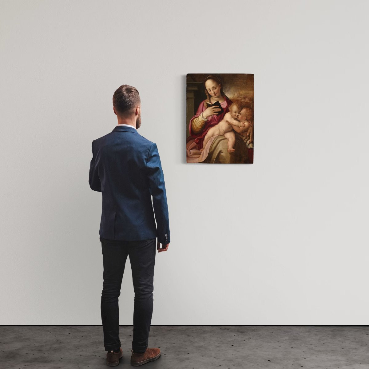 Dipinto su tavola del XVI, Madonna col bambino e San Giovannino-photo-3