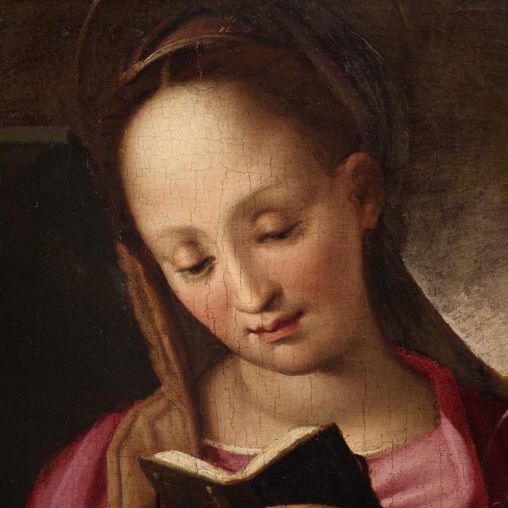 Dipinto su tavola del XVI, Madonna col bambino e San Giovannino-photo-2