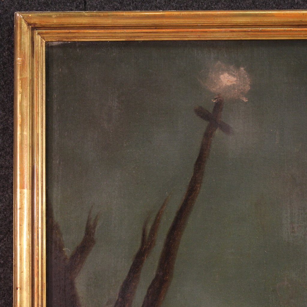 Grande quadro religioso firmato e datato 1865, San Francesco-photo-4