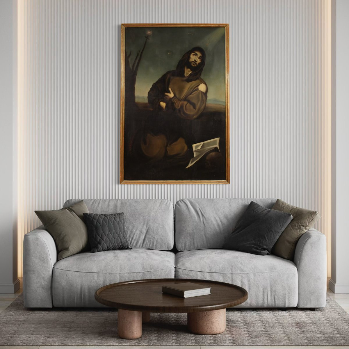 Grande quadro religioso firmato e datato 1865, San Francesco-photo-5