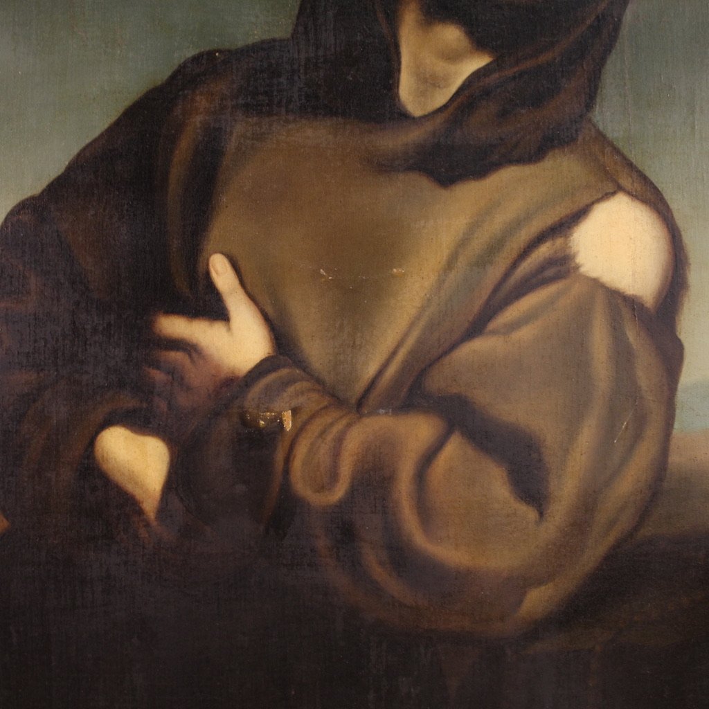 Grande quadro religioso firmato e datato 1865, San Francesco-photo-7