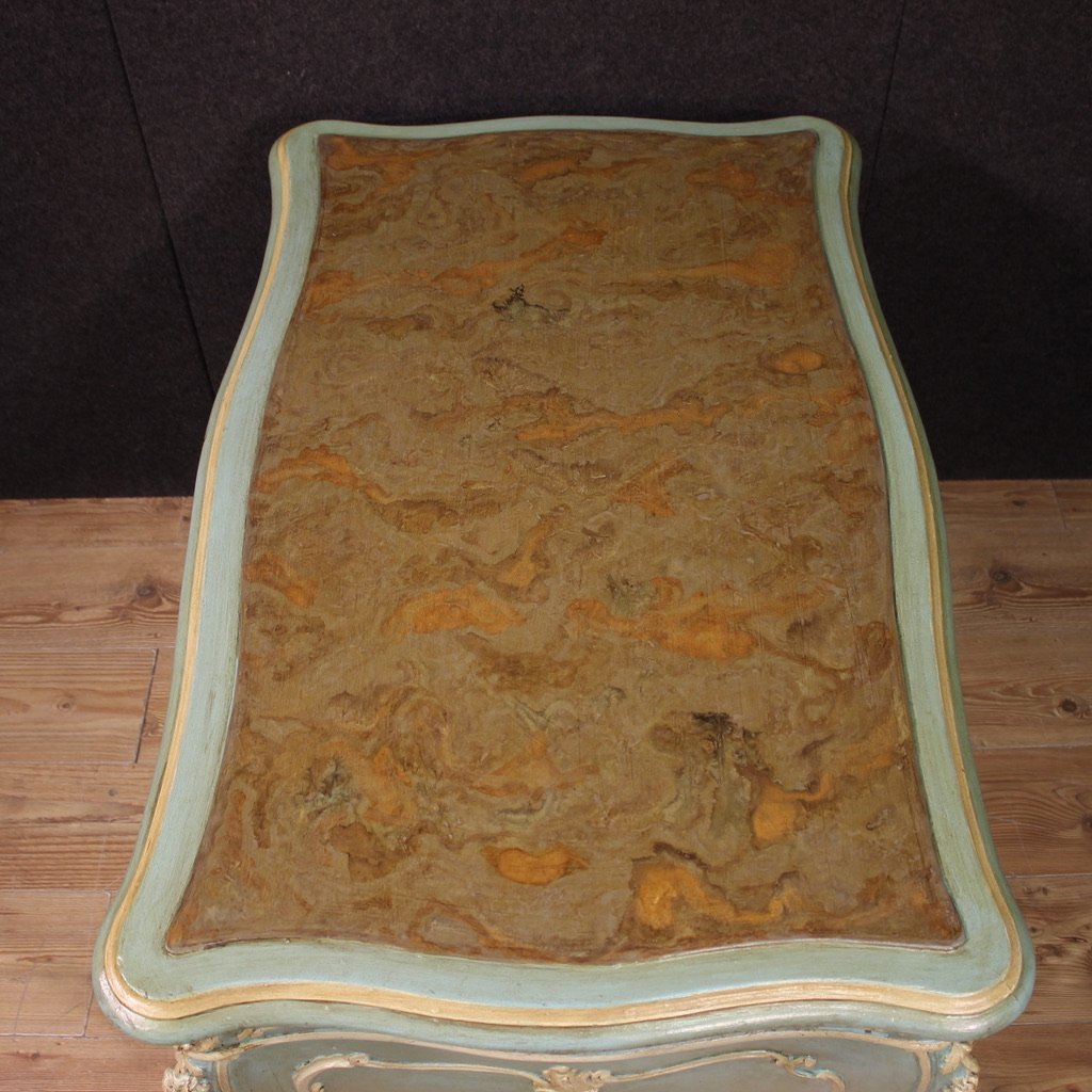 Scrittoio veneziano laccato e dipinto del XX secolo-photo-4