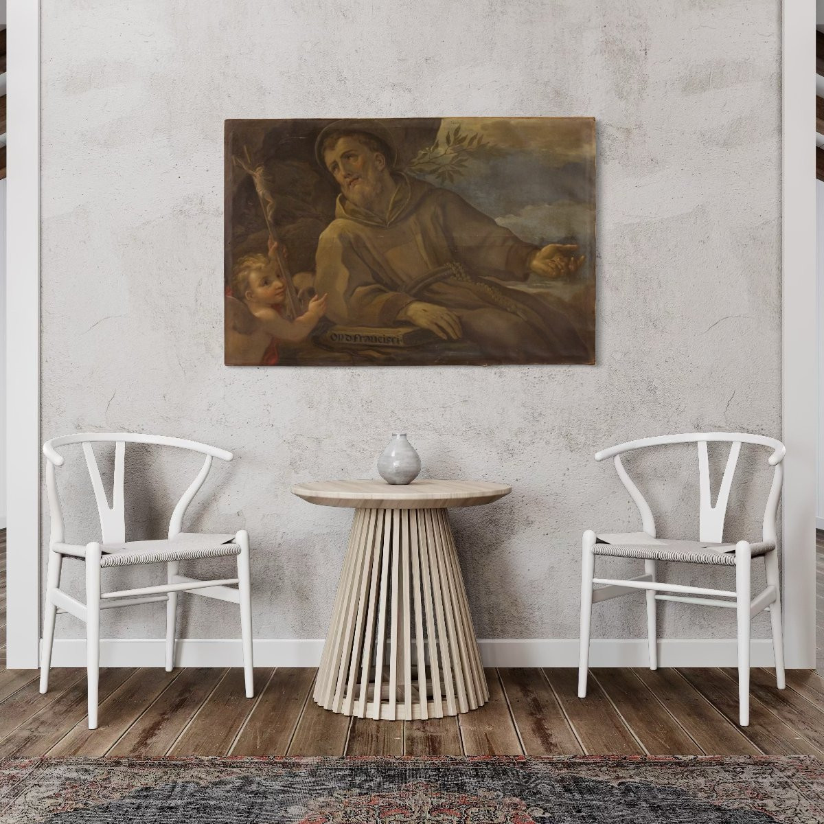 Grande dipinto religioso del XVIII secolo, San Francesco d'Assisi-photo-4