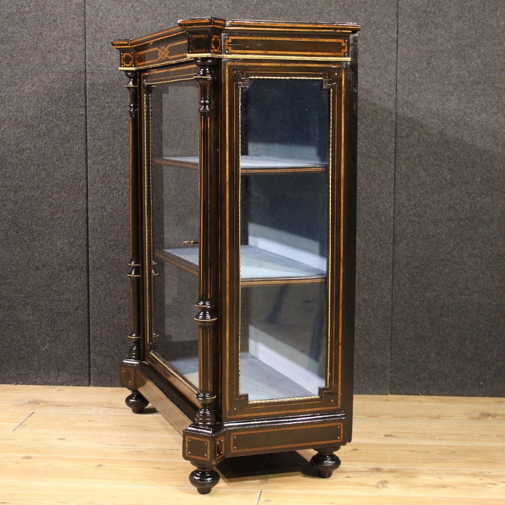 Vetrina inglese intarsiata del XIX secolo-photo-3