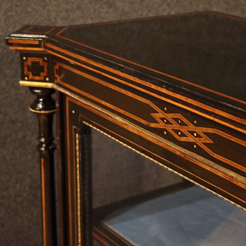 Vetrina inglese intarsiata del XIX secolo-photo-7