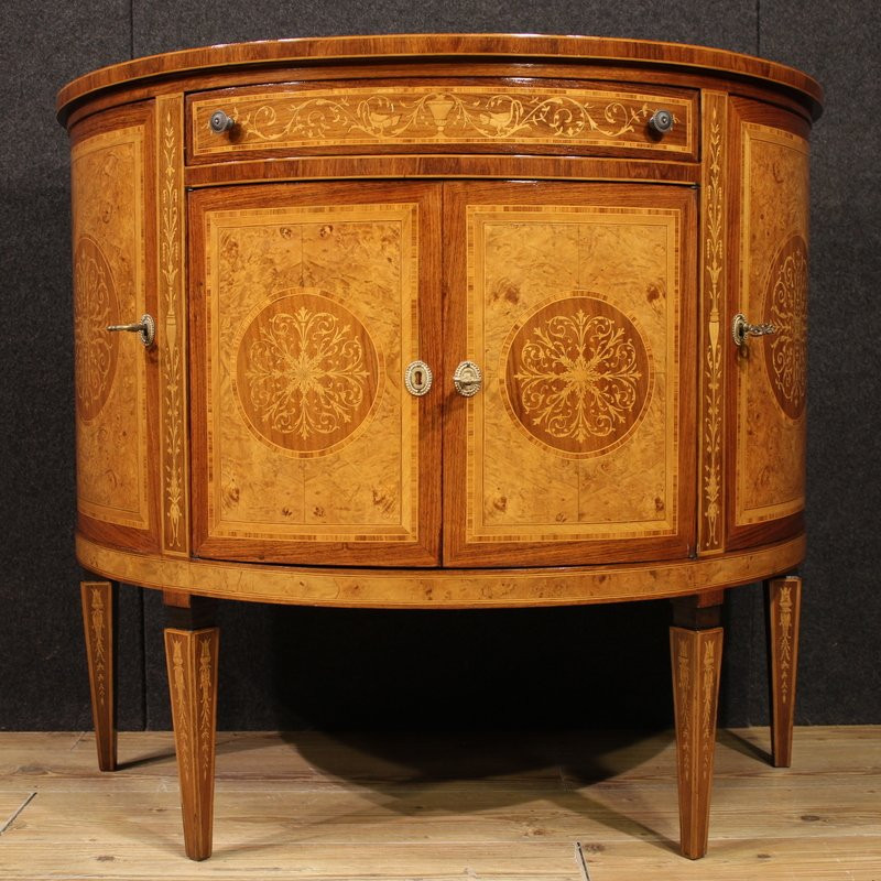 Credenza italiana a mezzaluna in stile Luigi XVI-photo-3