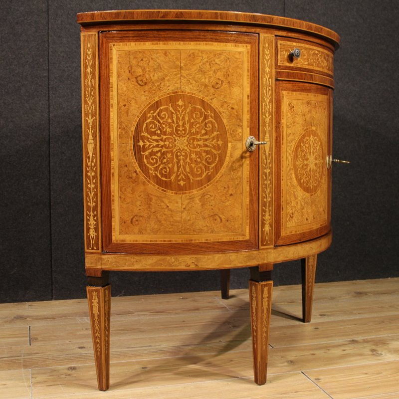 Credenza italiana a mezzaluna in stile Luigi XVI-photo-1