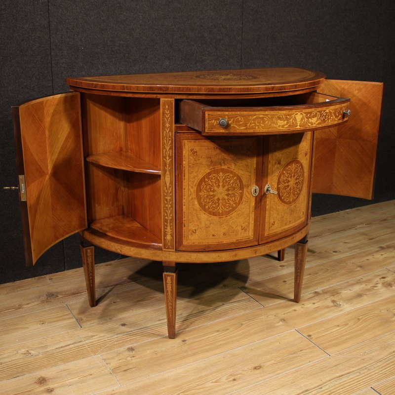 Credenza italiana a mezzaluna in stile Luigi XVI-photo-5