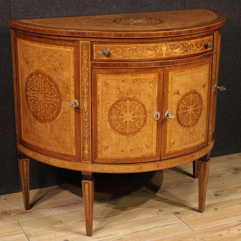 Credenza italiana a mezzaluna in stile Luigi XVI