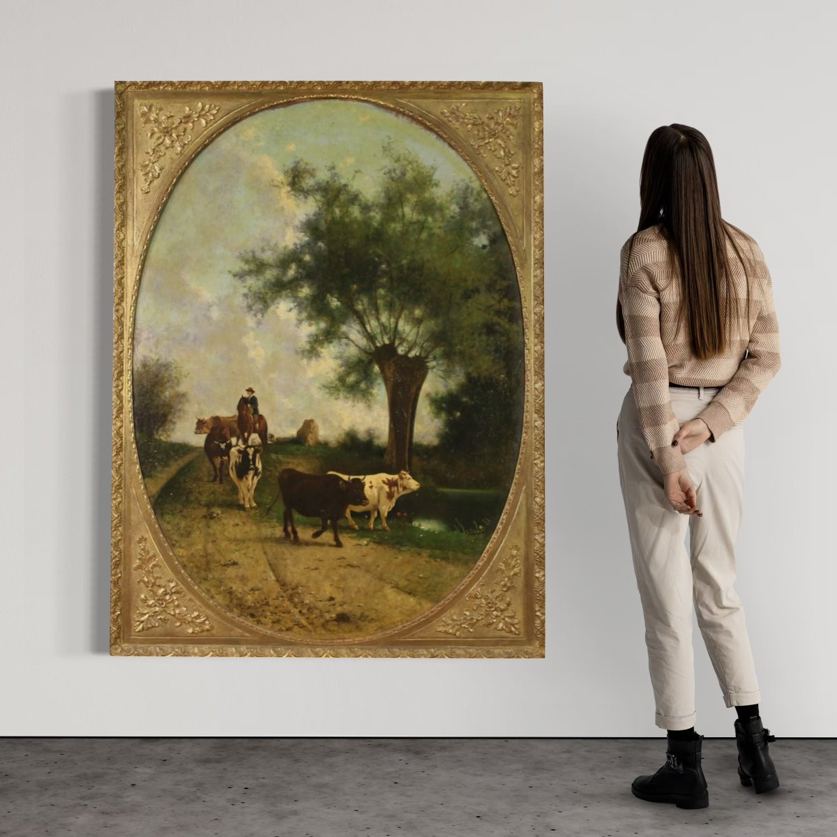 Antico dipinto italiano paesaggio firmato e datato 1881-photo-3