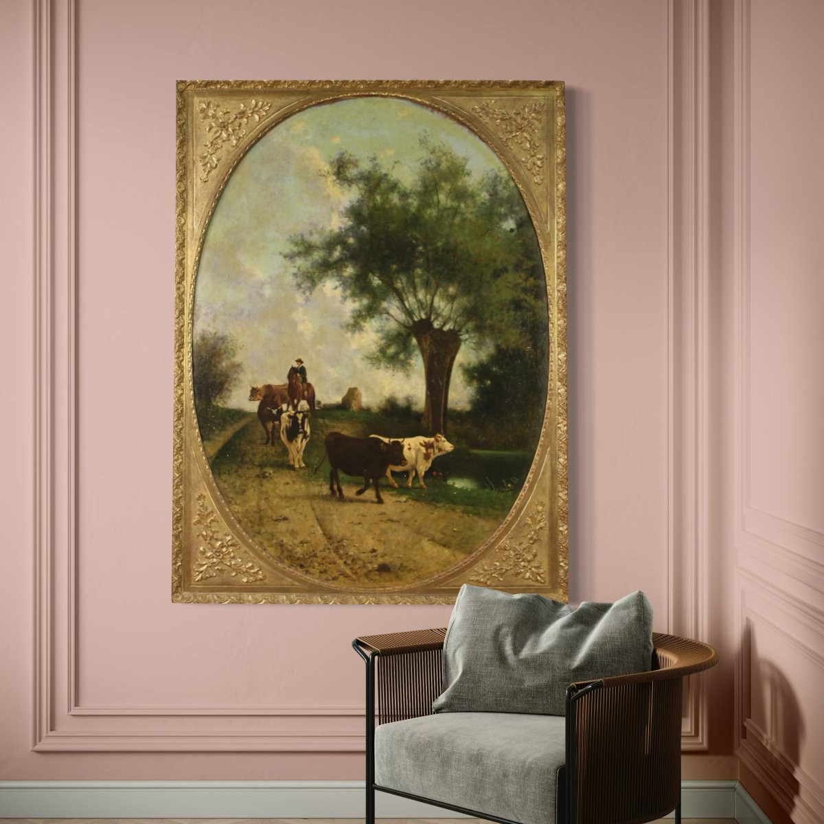 Antico dipinto italiano paesaggio firmato e datato 1881-photo-1