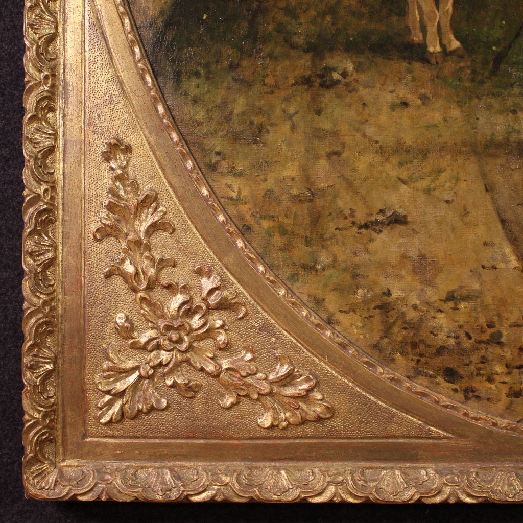 Antico dipinto italiano paesaggio firmato e datato 1881-photo-7