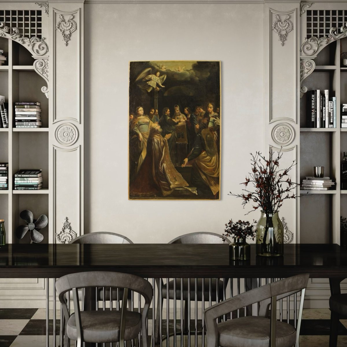 Antico dipinto italiano Sposalizio della Vergine del XVIII secolo-photo-1