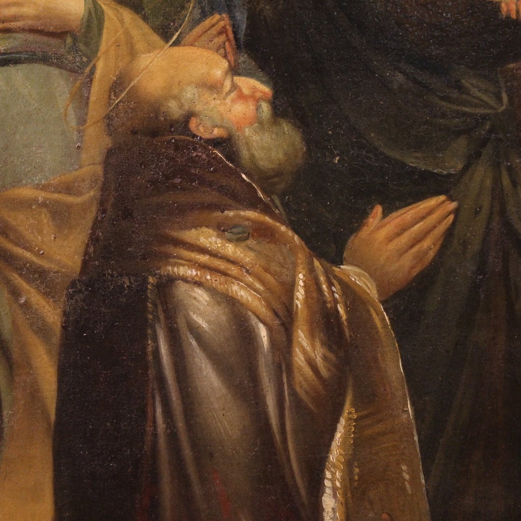 Antico dipinto italiano Sposalizio della Vergine del XVIII secolo-photo-5