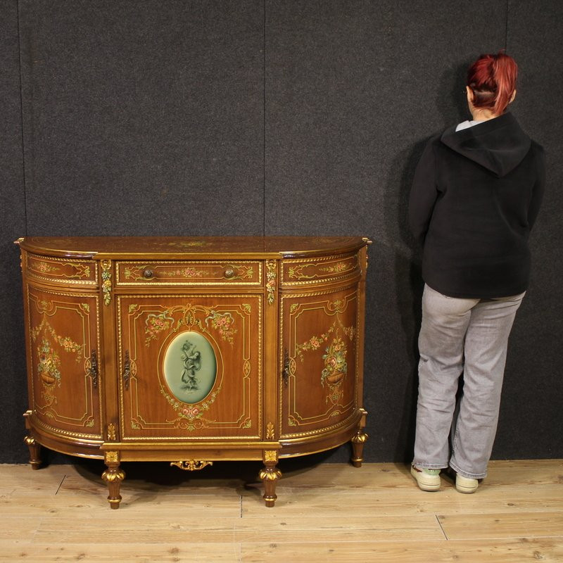 Credenza italiana in legno dipinto e dorata del XX secolo-photo-2