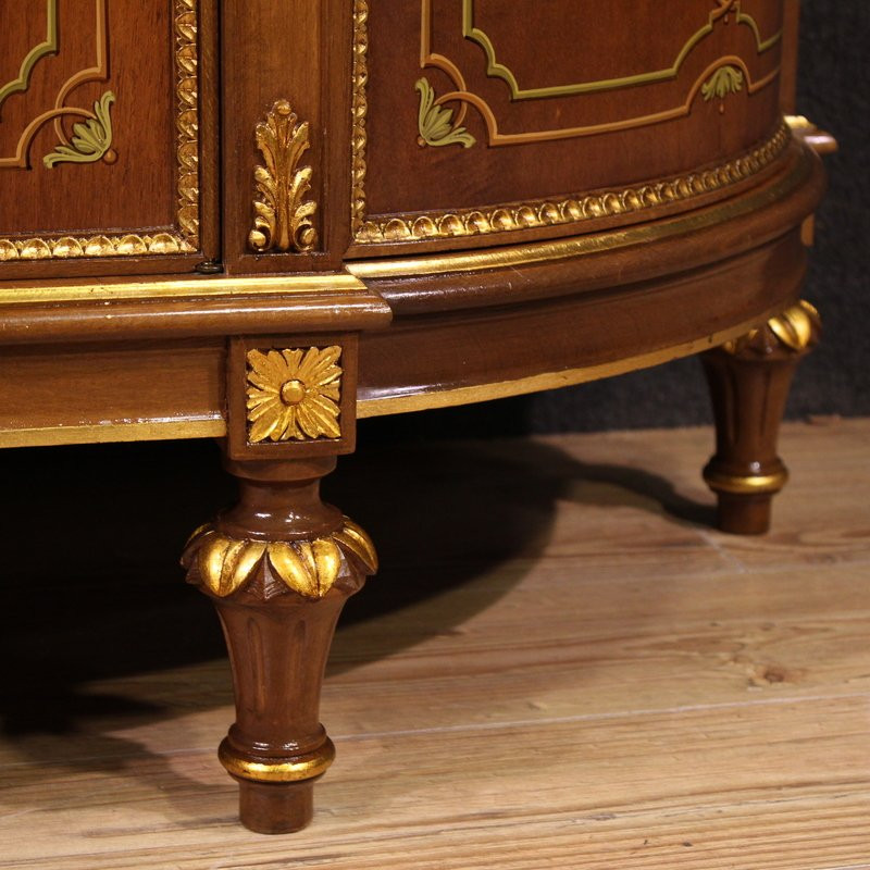 Credenza italiana in legno dipinto e dorata del XX secolo-photo-1