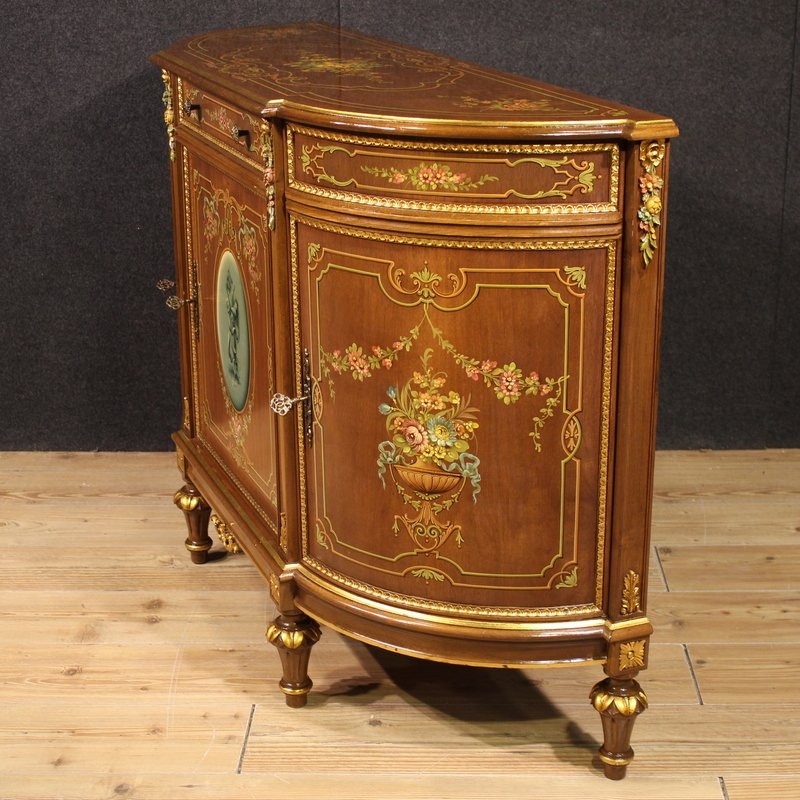 Credenza italiana in legno dipinto e dorata del XX secolo-photo-2