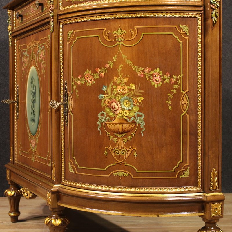 Credenza italiana in legno dipinto e dorata del XX secolo-photo-3