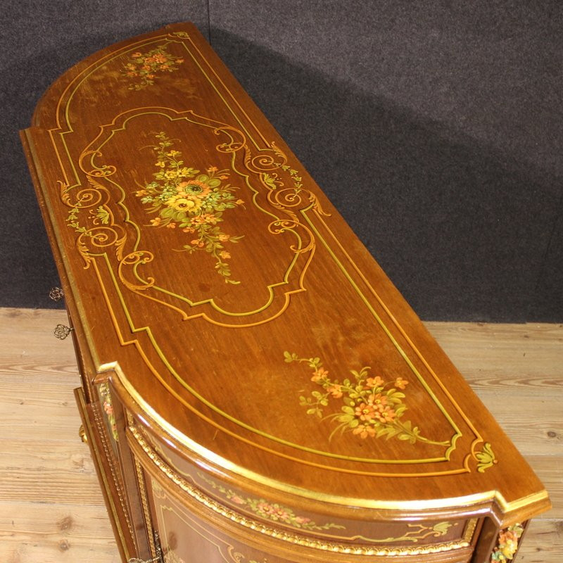 Credenza italiana in legno dipinto e dorata del XX secolo-photo-4