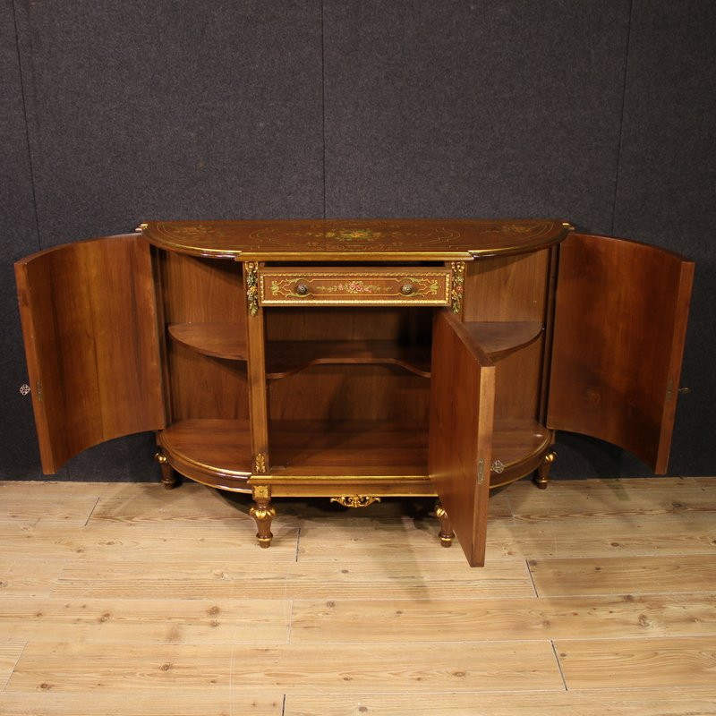 Credenza italiana in legno dipinto e dorata del XX secolo-photo-6