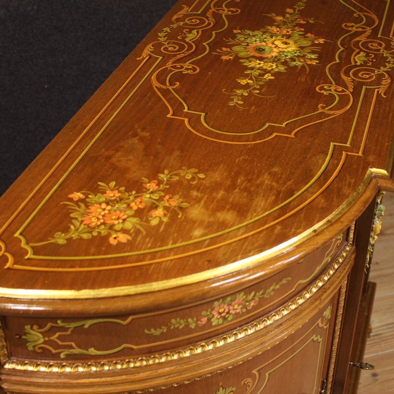 Credenza italiana in legno dipinto e dorata del XX secolo-photo-7