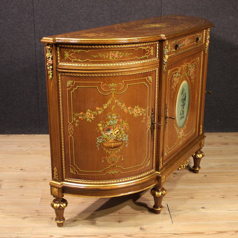 Credenza italiana in legno dipinto e dorata del XX secolo-photo-8